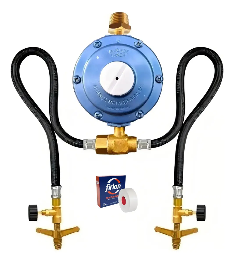 Kit com regulador Aliança 7 kg/h para 2 botijões P-13